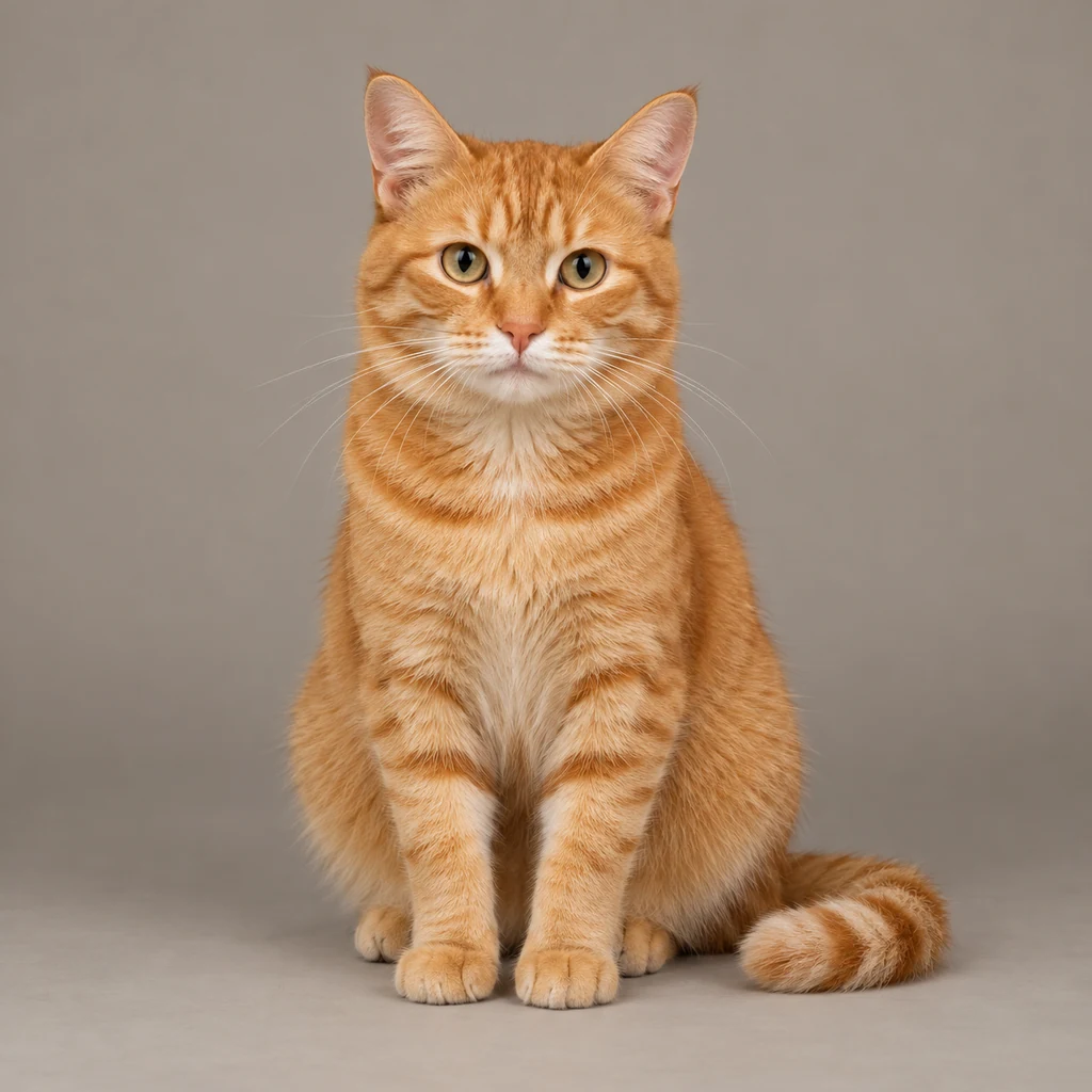 A generic orange cat on a plain studio background